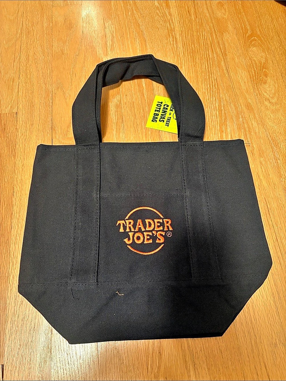 Trader Joe's Trick-or-Treat Canvas Tote Bag Black NWT